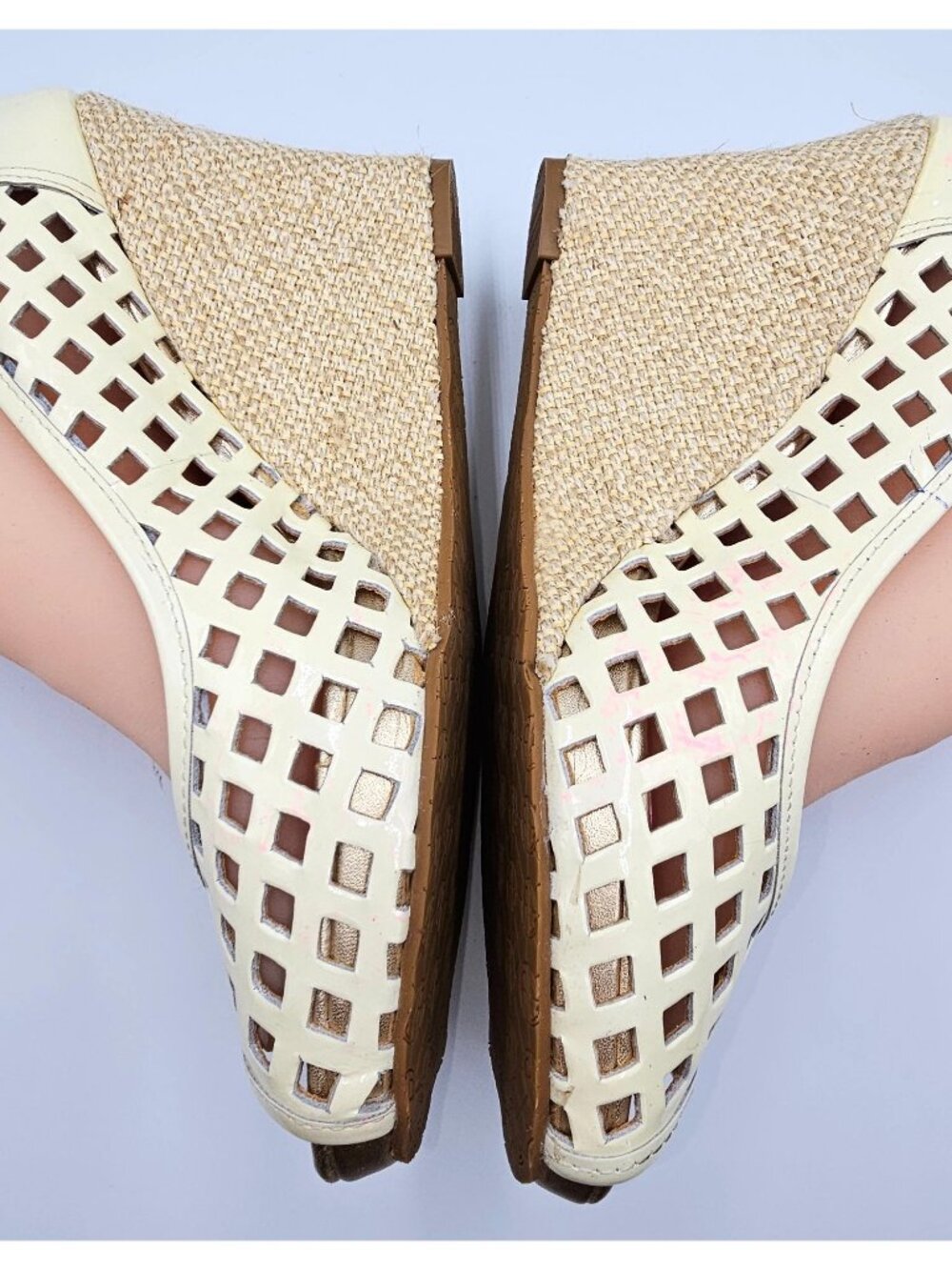 Lilly Pulitzer Women's Ivory Leather Resort Chic Basketweave Sandals Sz 8.5 2315 - Picture 13 of 16